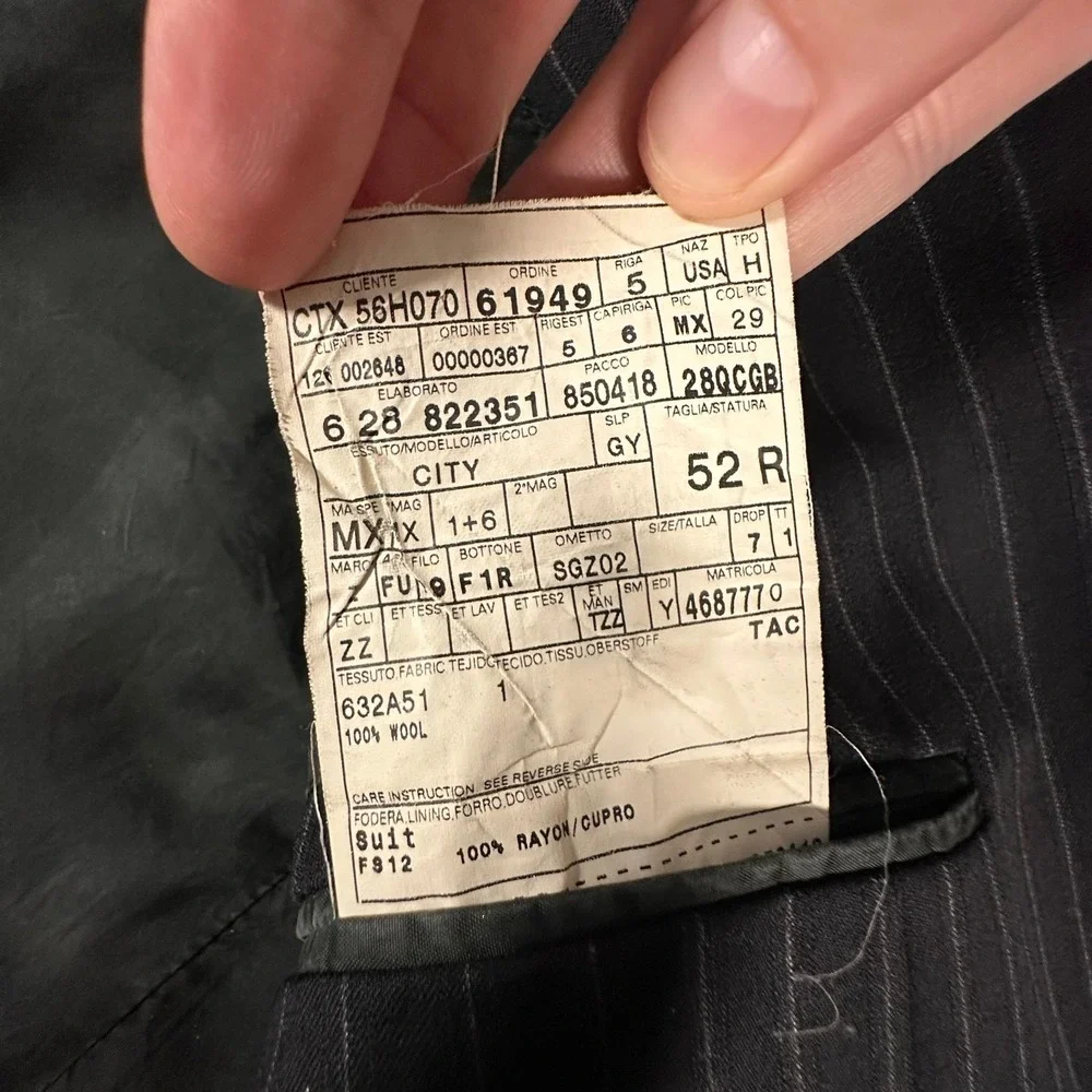 Z Zegna Suit Jacket Mens 52 R Black Pinstripe Wool 2 Button Blazer